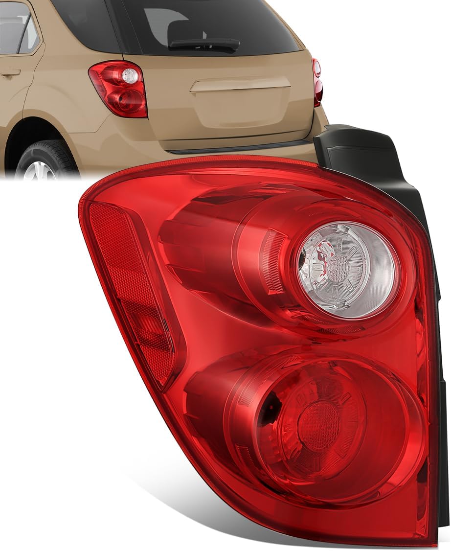 Driver Side Left Tail Light Car Taillight Assembly Compatible with 2010-2015 Chevy Equinox, Clear/Red Lens, Chrome Housing, GM2800242