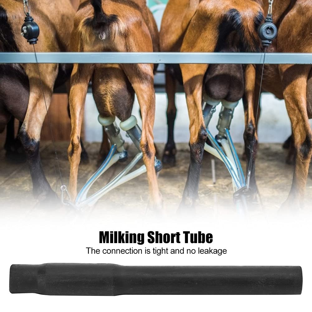 Gsycle 4 pcs Milking Short Tube, Rubber Short Tube Pipe Milking Machine Accessories Milking Cup Set Parts (Black Short Milk Tubes (4 in a Pack))