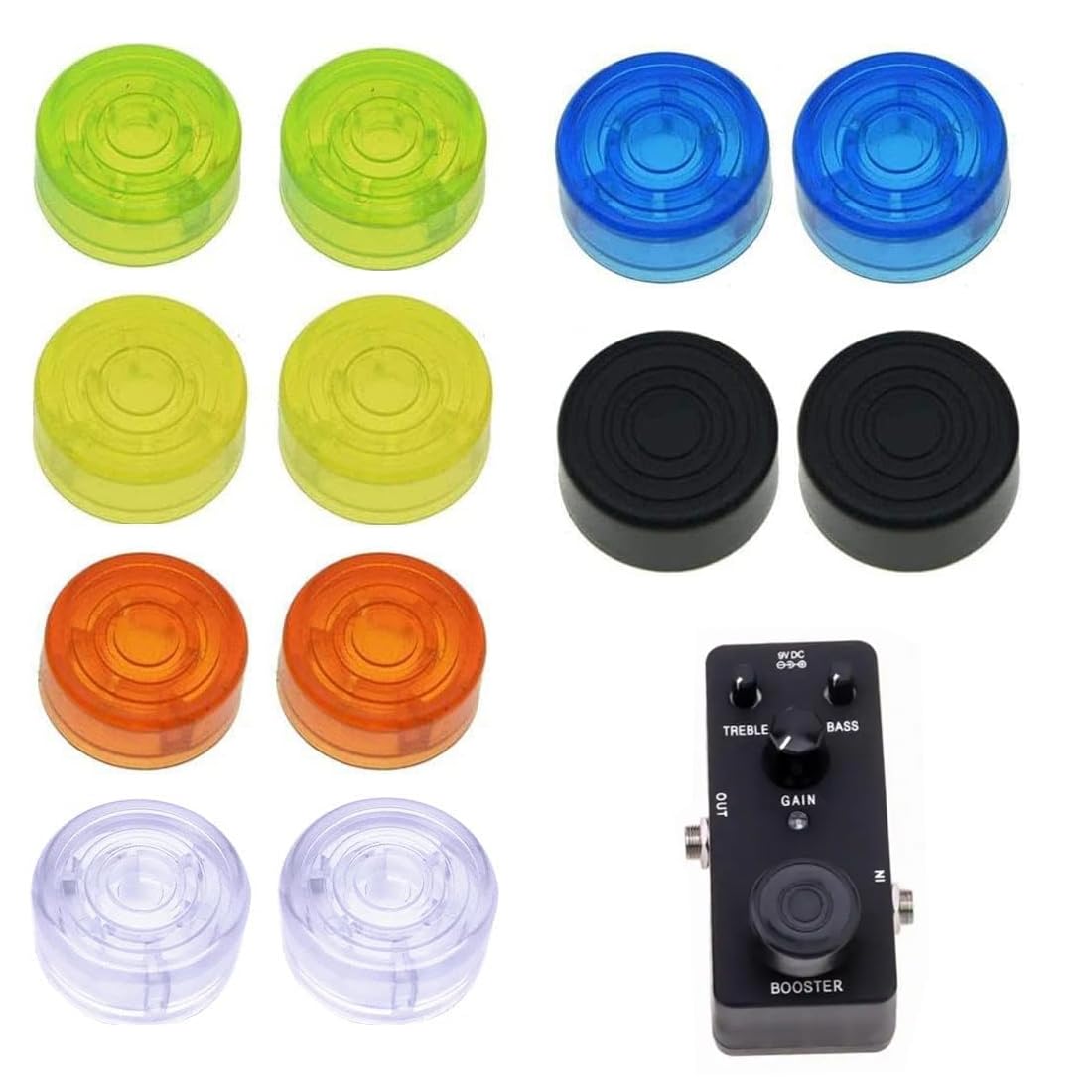 NHP 12 Pcs Pedalera Guitarra,Botones de Pedal de Efecto,Footswitch Topper,Tapones de Protección para Pedal de Guitarra Pedal de Efecto Multicolor Pedalboard Pedalera Multiefectos Guitarra