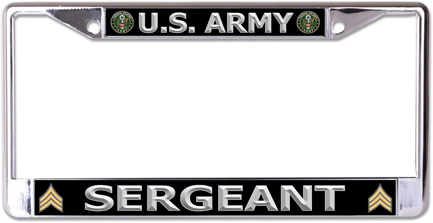 U.S. Army Sergeant Silver Letters Chrome License Plate Frame