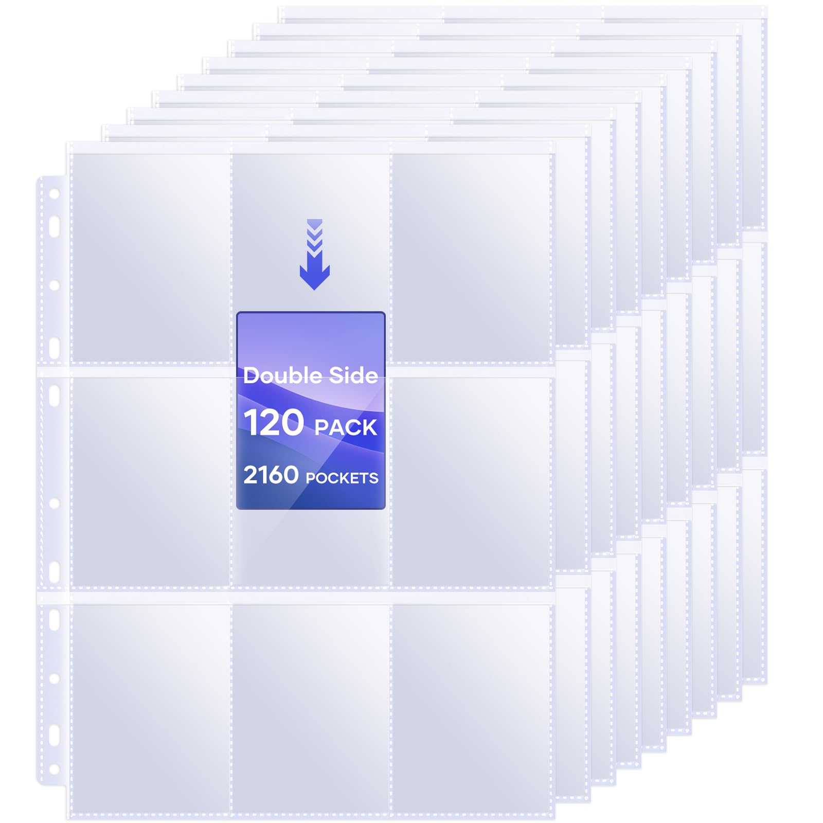 120 Pack 9 Pocket Page Protectors,2160 Double Sided Card Holder Pages for a 3 Ring Binder, Card Protector Sheets Baseball Card Binder,Fit for MTG, TCG, Baseball Standard Cards