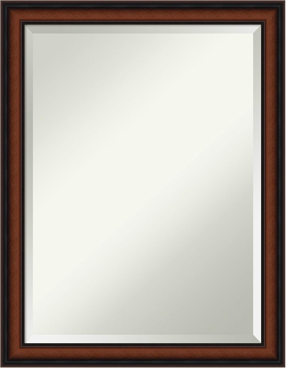 Amanti Art Brown Bathroom Mirror for Over Sink, 27x21 Cyprus Walnut Narrow Rectangle Vanity Mirror, Medium Traditional Wood Frame, Hangs Horizonally and Vertically, Bathroom Wall Decor, Beveled Edge