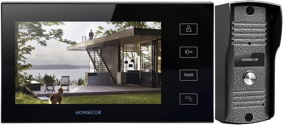 HOMSECUR Video Door Intercom System with 7’’ Colour LCD Monitor and Rainproof HD Camera (HDW Series TM704-TC031)