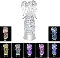 Vista 4 de DRomance - Linterna de bola de nieve de ángel de 11 pulgadas, operada a batería con temporizador de 6 horas, luz LED que cambia de color, ángel