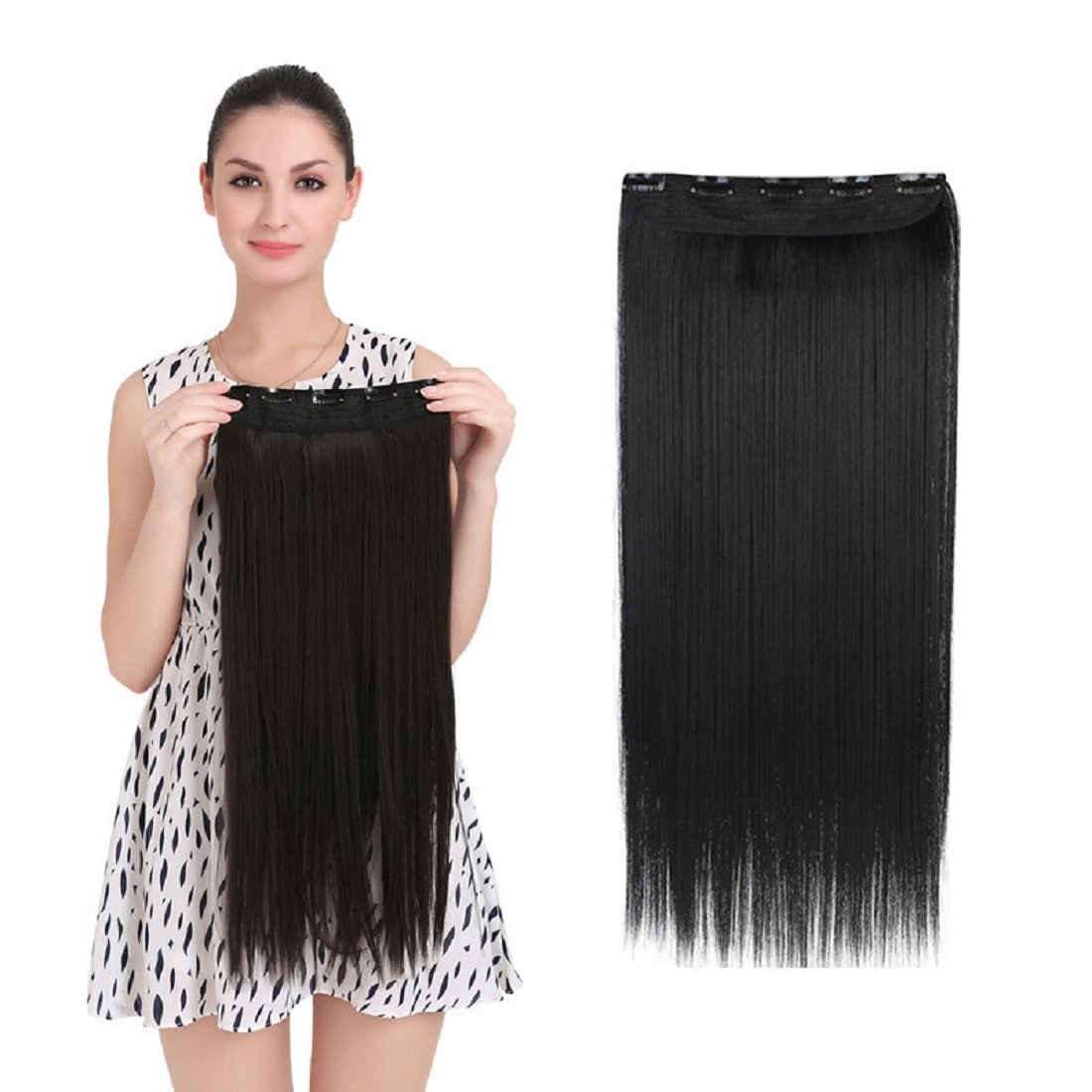 Samyak Women's Straight 5 clip in hair extensions