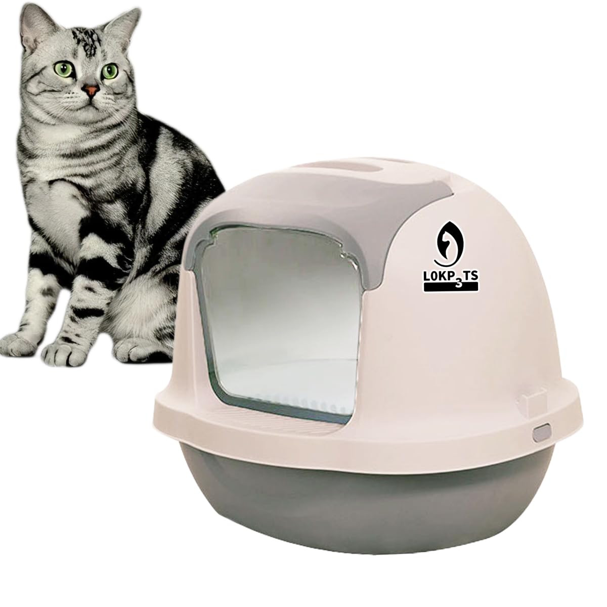 L0KP3TS Cat Litter Box Large Cat Box Jumbo Space Closed Cat Toilet Box  Splash Proof with Lid Easy Clean Kitten Litter Training Box Litter Pan with  Cat