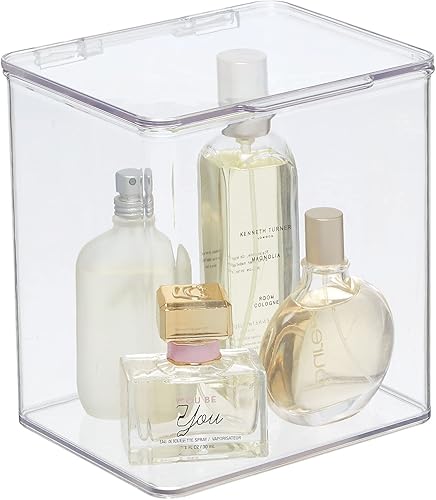 Miniatura 8 de mDesign Caja de almacenamiento apilable para baño con tapa, contenedor para organizar jabones de manos, gel de baño, champú, acondicionador, toallas