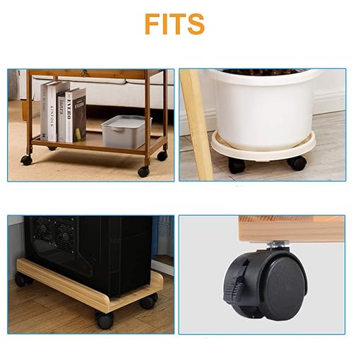 Miniatura 6 de Ruedas de repuesto para muebles, 4 ruedas giratorias M8 con freno de bloqueo, diámetro de vástago de 5/16 pulgadas