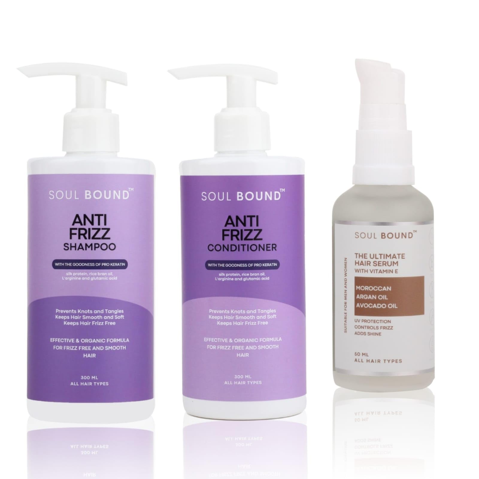 SOUL BOUND Anti-Frizz Shampoo, Conditioner & Serum – Hair Serum for Dry Frizzy Hair – Shampoo & Conditioner for Frizzy and Dry Hair – Frizz Control for Men & Women (Pack of 3)-image-27