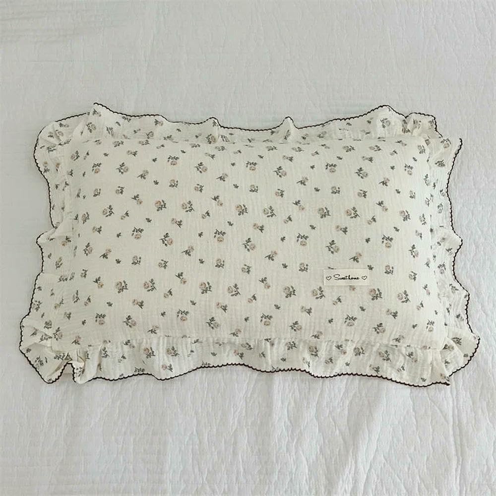 Kkrang P1 Pillowcase Floral Print Cotton Muslin Newborn Pillow Case Cover 30X50cm 48X74cm