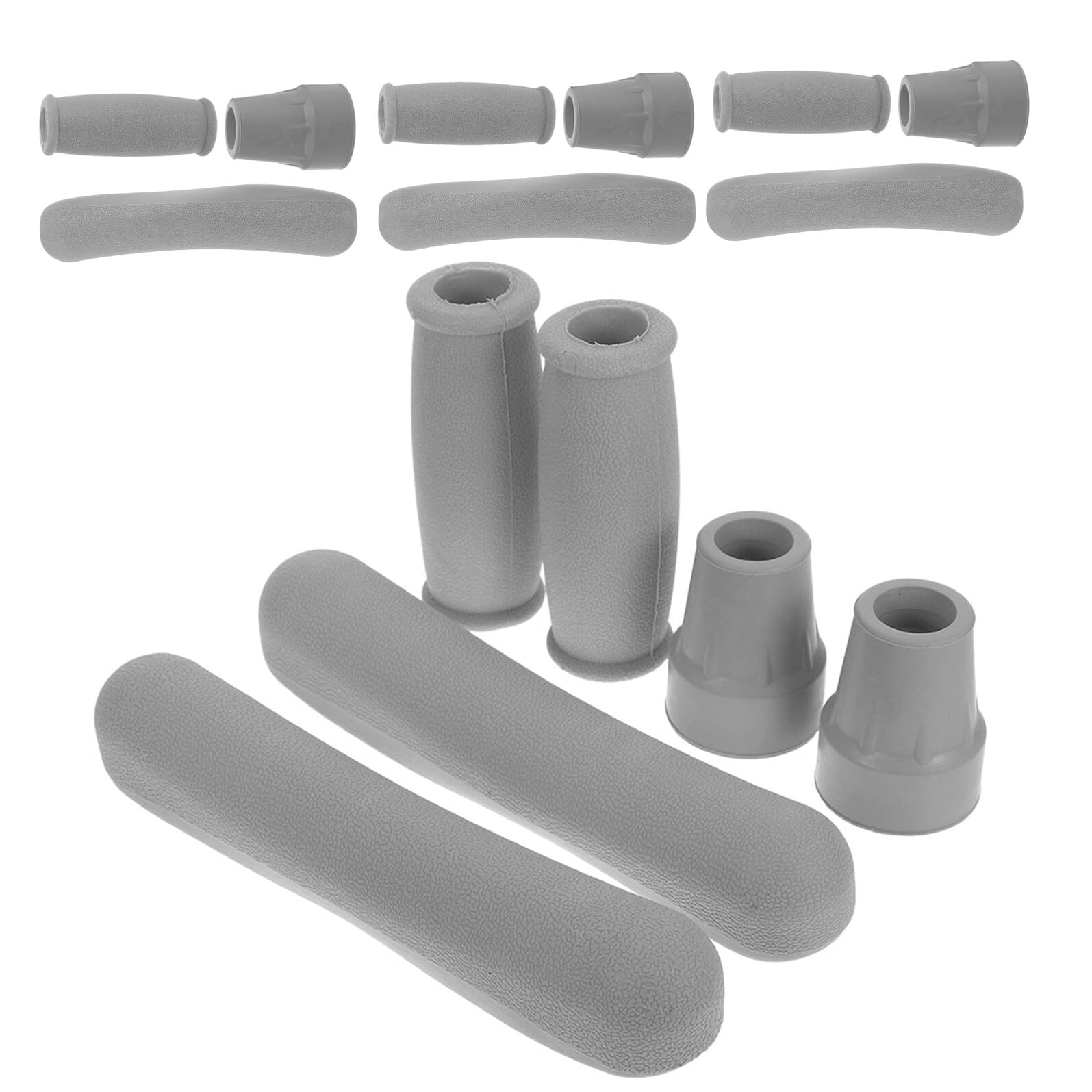 Set 12 Pezzi Accessori per Stampelle e Bastoni da Passeggio Cuscinetti Imbottiti per Ascelle e Impugnature Ergonomiche Punte in Gomma Antiscivolo per Deambulatori Ricambi per