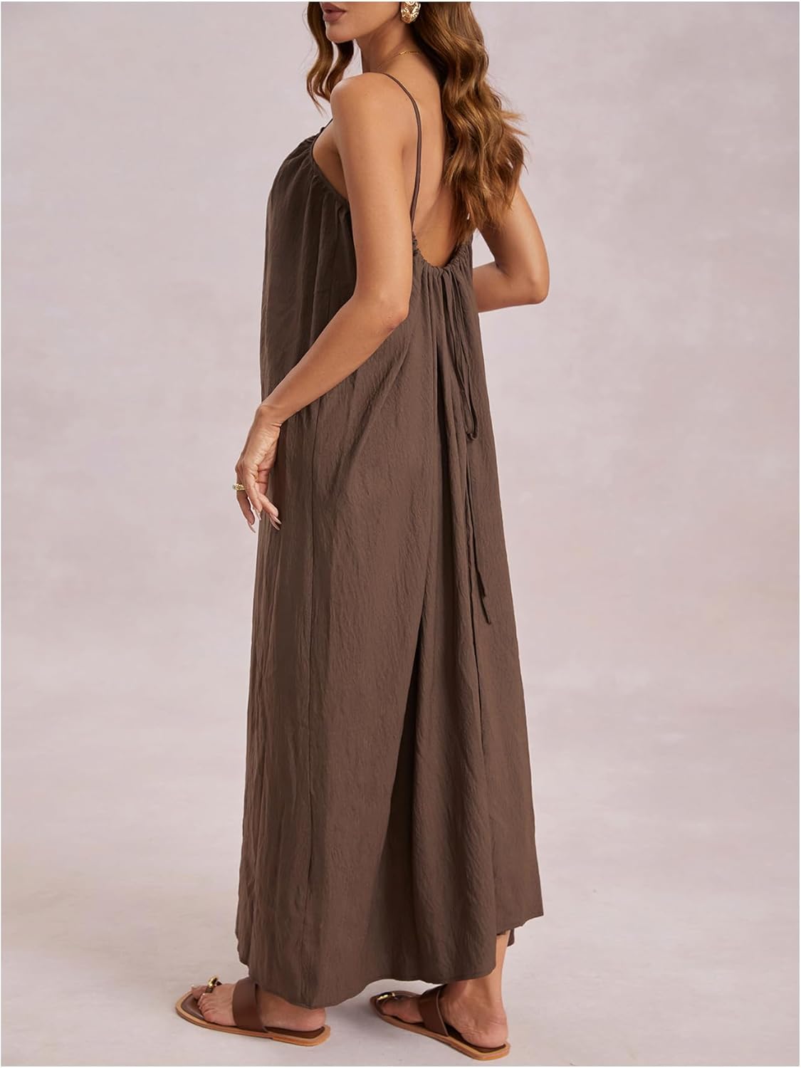 MakeMeChic Women's Summer Flowy Maxi Dresses Vacation Spaghetti Strap Sleeveless Backless Dress - Image 2