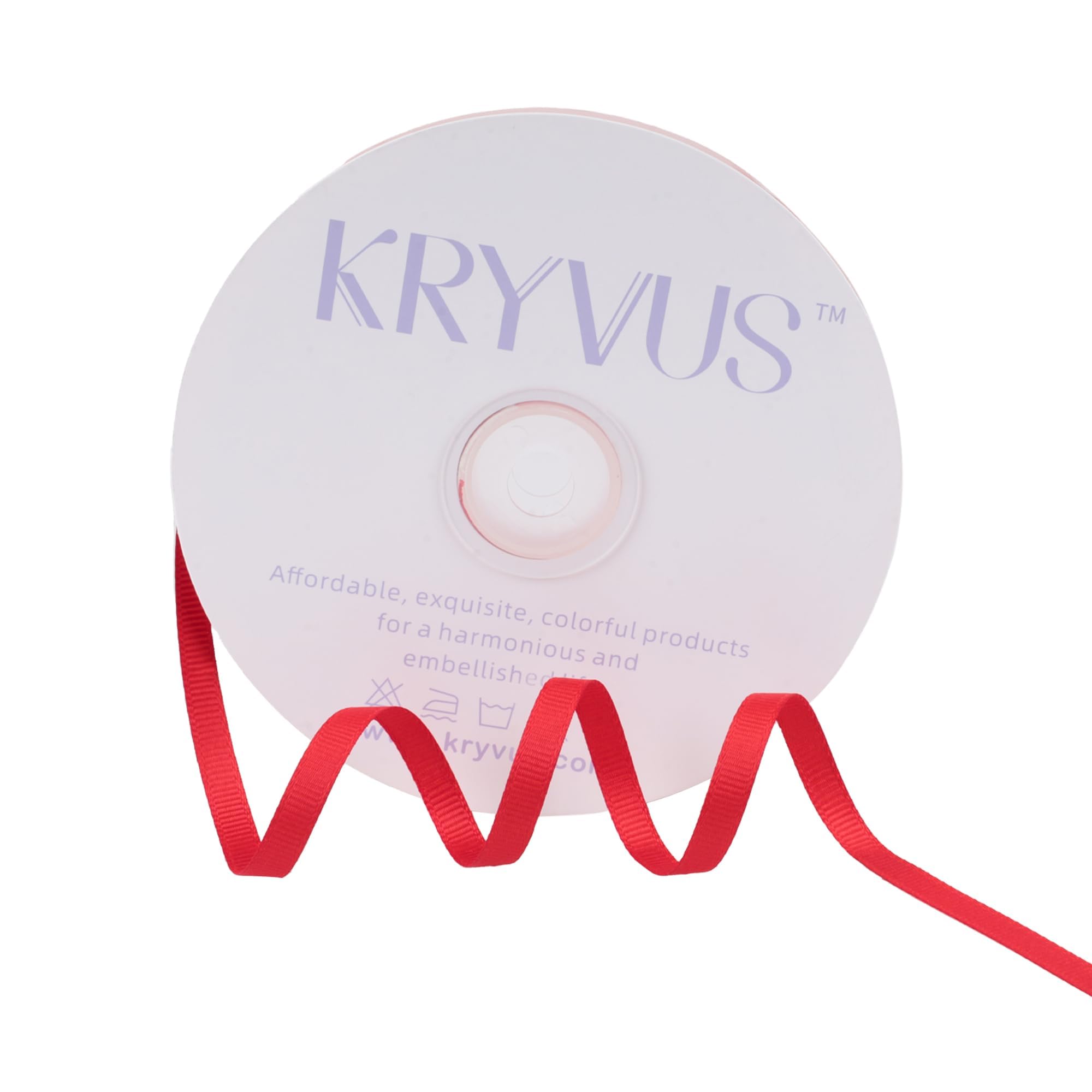 Kryvus Grosgrain Ribbon, Red Ribbon 6mm x 45 Metres, Red Grosgrain Ribbons Perfect for Gift Wrapping Crafts, Sewing