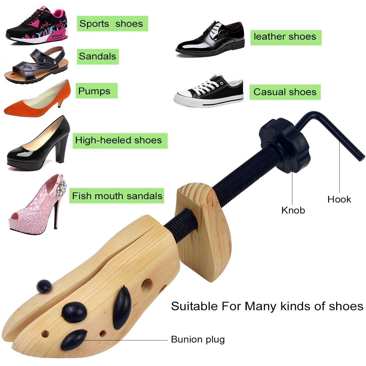 une paire d’Embauchoirs à Chaussures En Bois Femme Homme Unisexe Longueur Largeur Ajustables Elargisseur Extenseurs