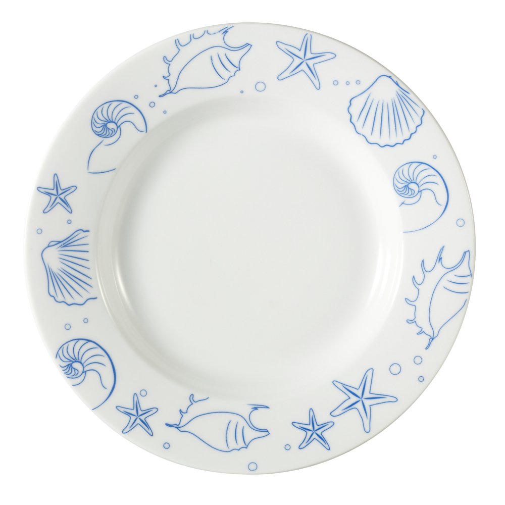 CAC China ATC-120 Atlantic Seashell 22-Ounce Super White Porcelain Round Pasta Bowl, 12 by 12 by 1-3/4-Inch, 12-Pack