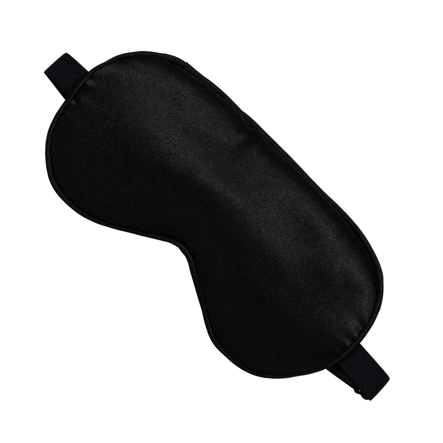 Silk Sleep Mask Black Adjustable Strap for Light Blocking Travel Rest Puffy Eyes Relief Single Pack Black