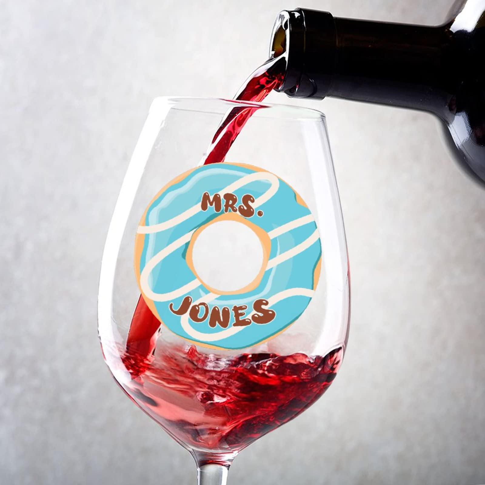 Verres à vin rouge personnalisés avec prénom style donuts | Lot de 2 de 325 ml