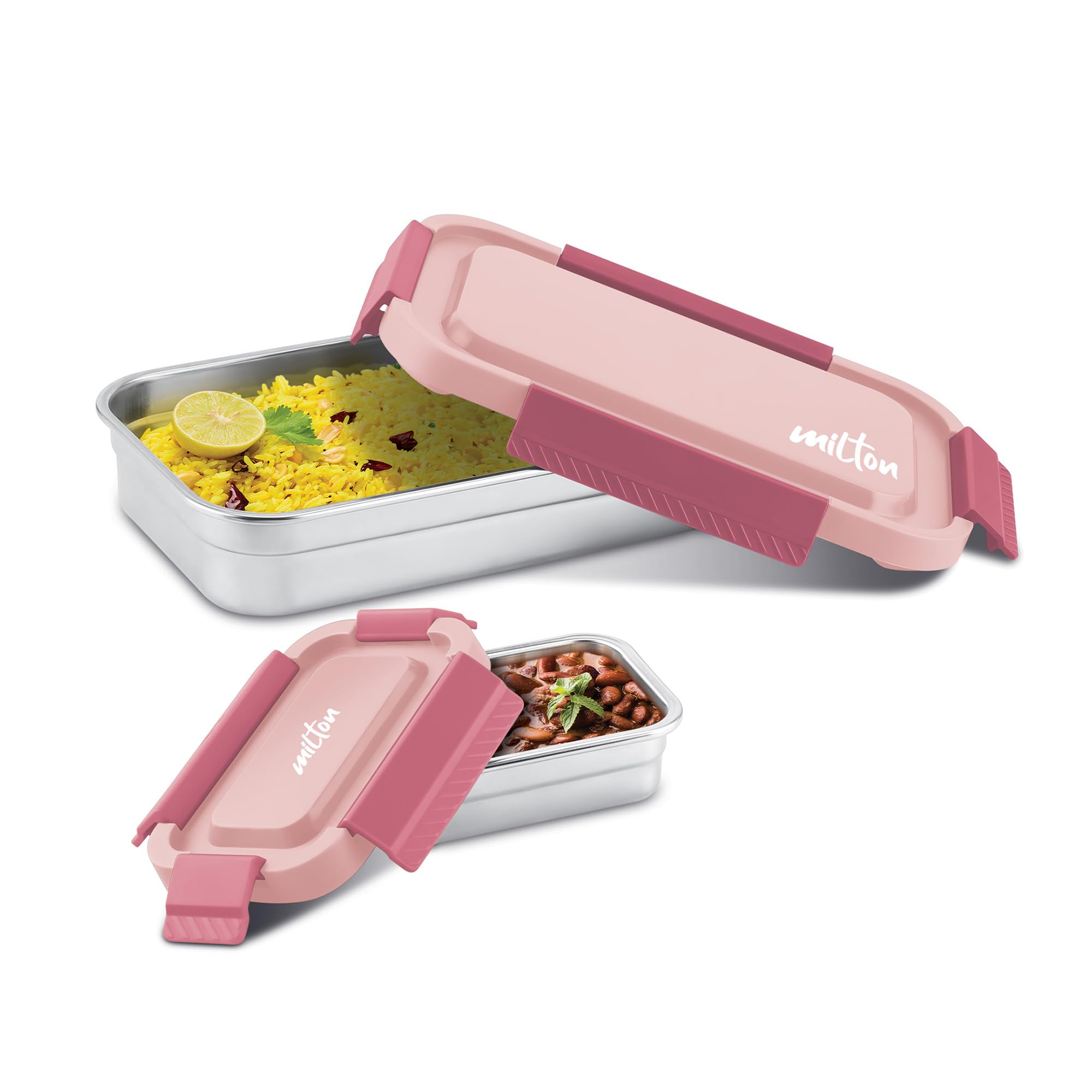 MILTON Metro Meal Jr. Stainless Steel Tiffin, Set of 2 (750 ml,140 ml), Pink | Food Grade | BPA Free | Refrigerator Safe | Odour Free I Durable and Stylish Lunch Box for Home, Office & Travel-image-47
