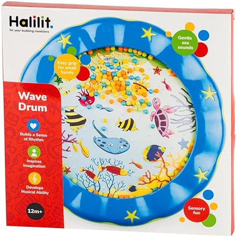 Halilit Children's Wave Drum. Robust Kids Ocean Sea Sounds Musical Instrument Toy. Promotes Hand-Eye Coordination & Fine Motor Skills. 12 months+ Cover