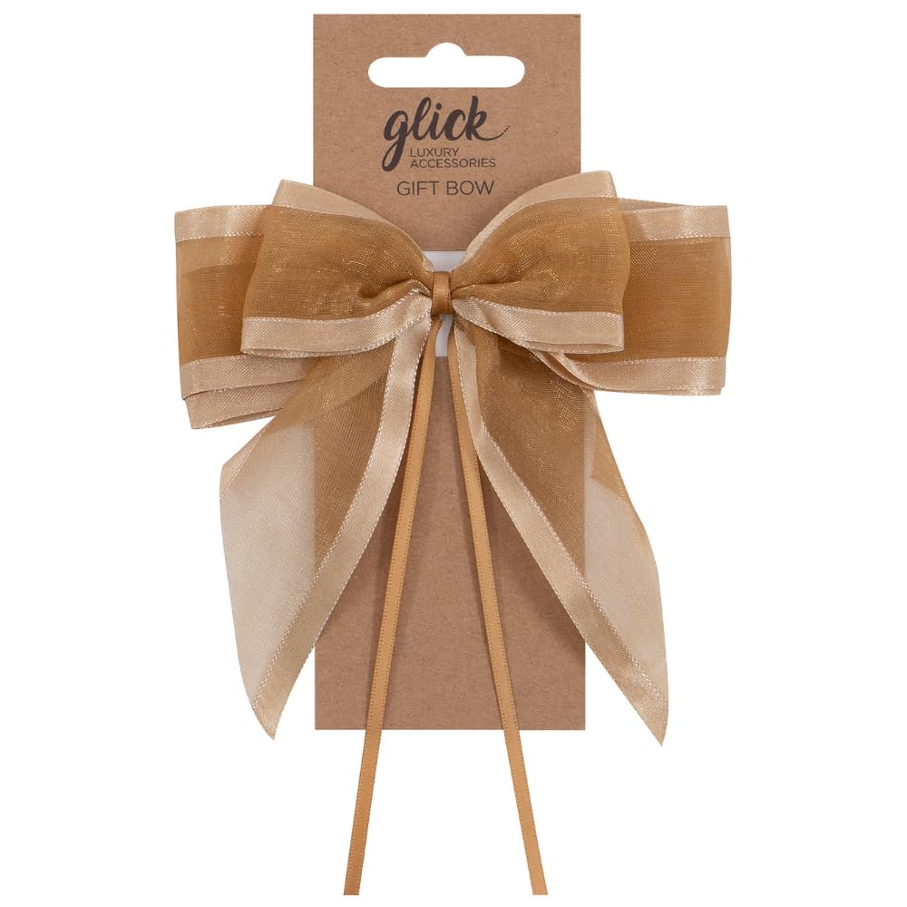 Glick Designer Satin Edge Ribbon Bow, Perfect for Accessorising of Gifts, 17.5 x 12 cm, Gold