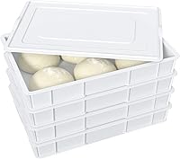 Vista 1 de 4 paquetes de bandejas de masa de pizza con tapa, caja apilable de plástico para masa de pizza, color blanco
