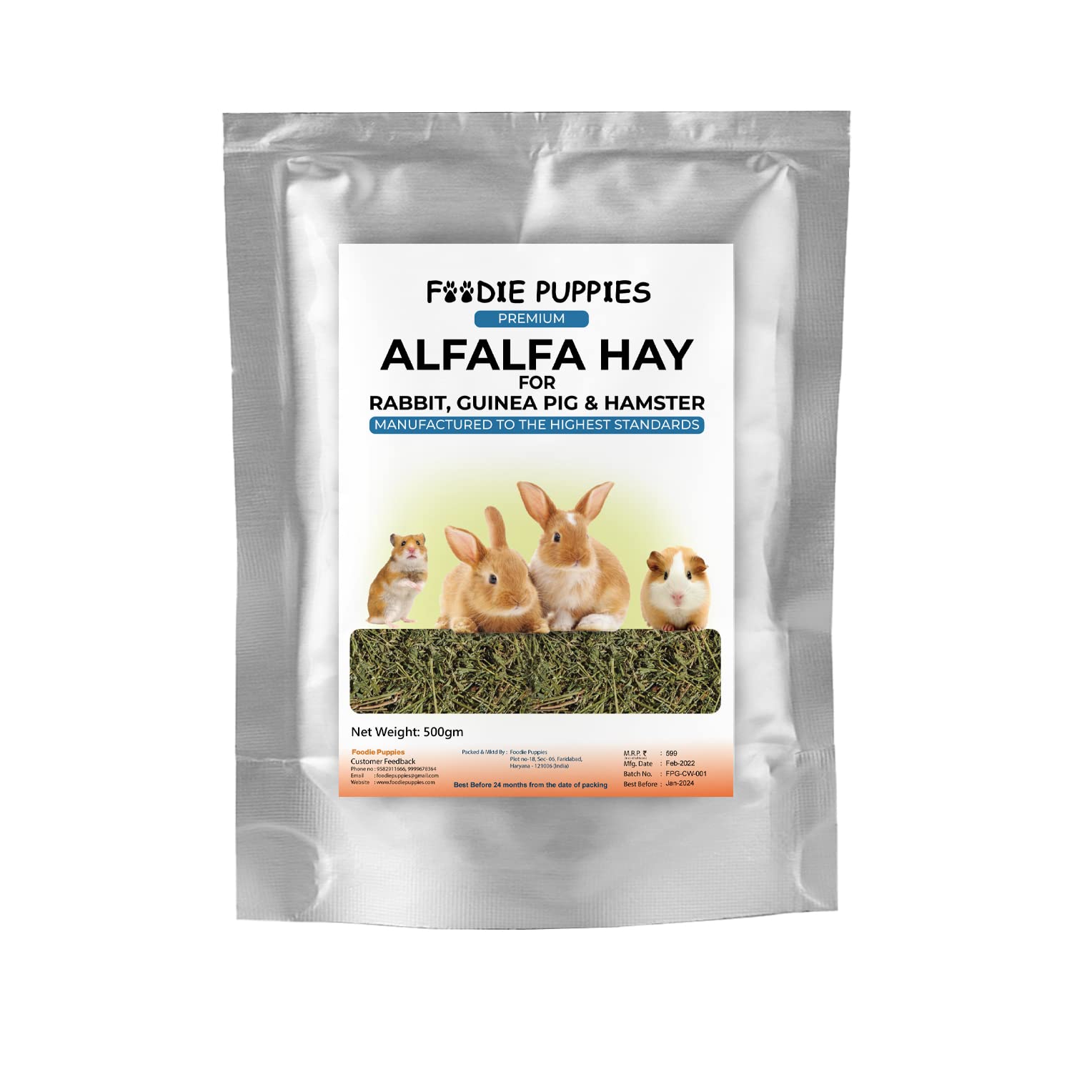 Foodie Puppies Alfalfa Hay for Rabbit, Guinea Pig & Hamster (500gm) (B09YM6XTPV) Amazon Price History, Amazon Price Tracker
