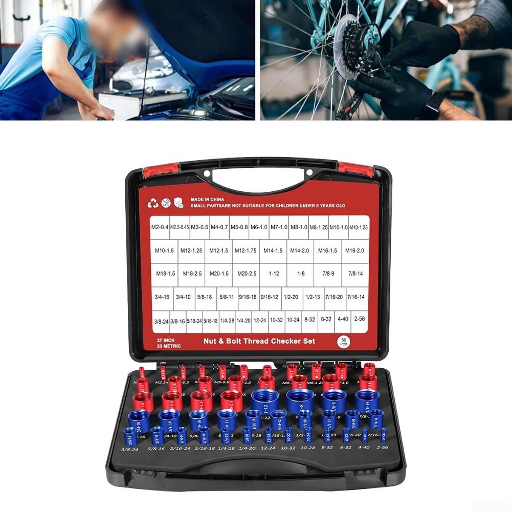 Gewindeprüfer 52 Blätter Metall Satz Metrisch und Zoll Feingewinde Lehre mit Fühlerlehre für Ingenieure Mechaniker Hobby
