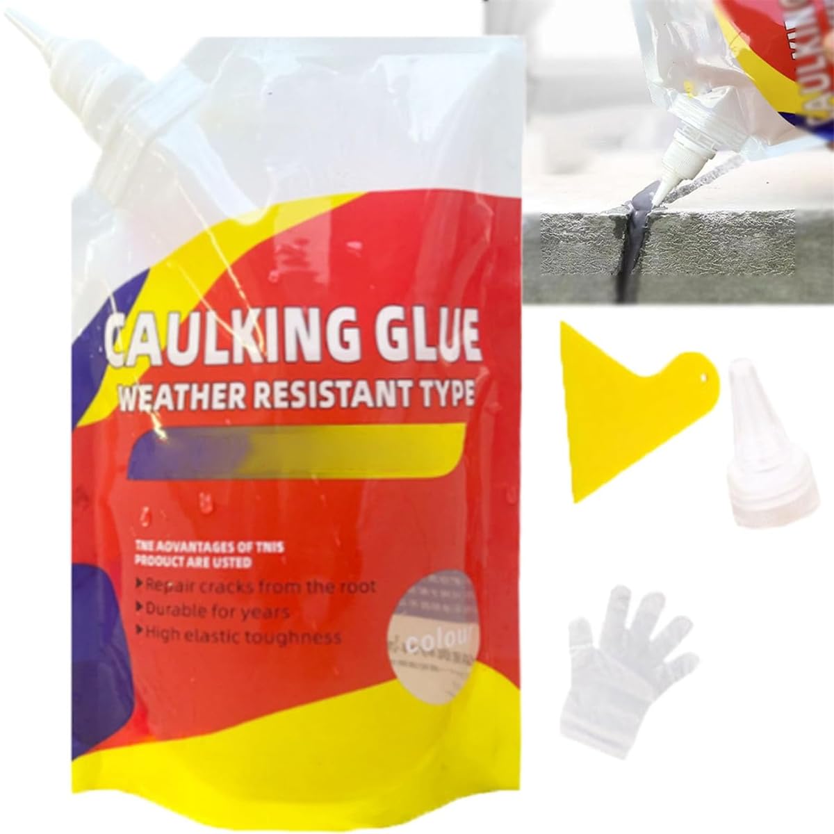 Scellant de réparation imperméable pour fissures de béton, adhésif imperméable pour réparation de fissures 500g, ciment liquide pour remplissage de fissures et de trous gris (1 pièces)