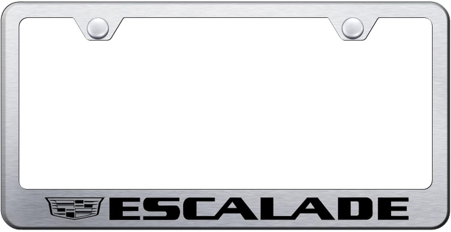 Au-TOMOTIVE GOLD Laser Etched Logo Stainless Steel License Plate Frame for Cadilac Escalade (Black)