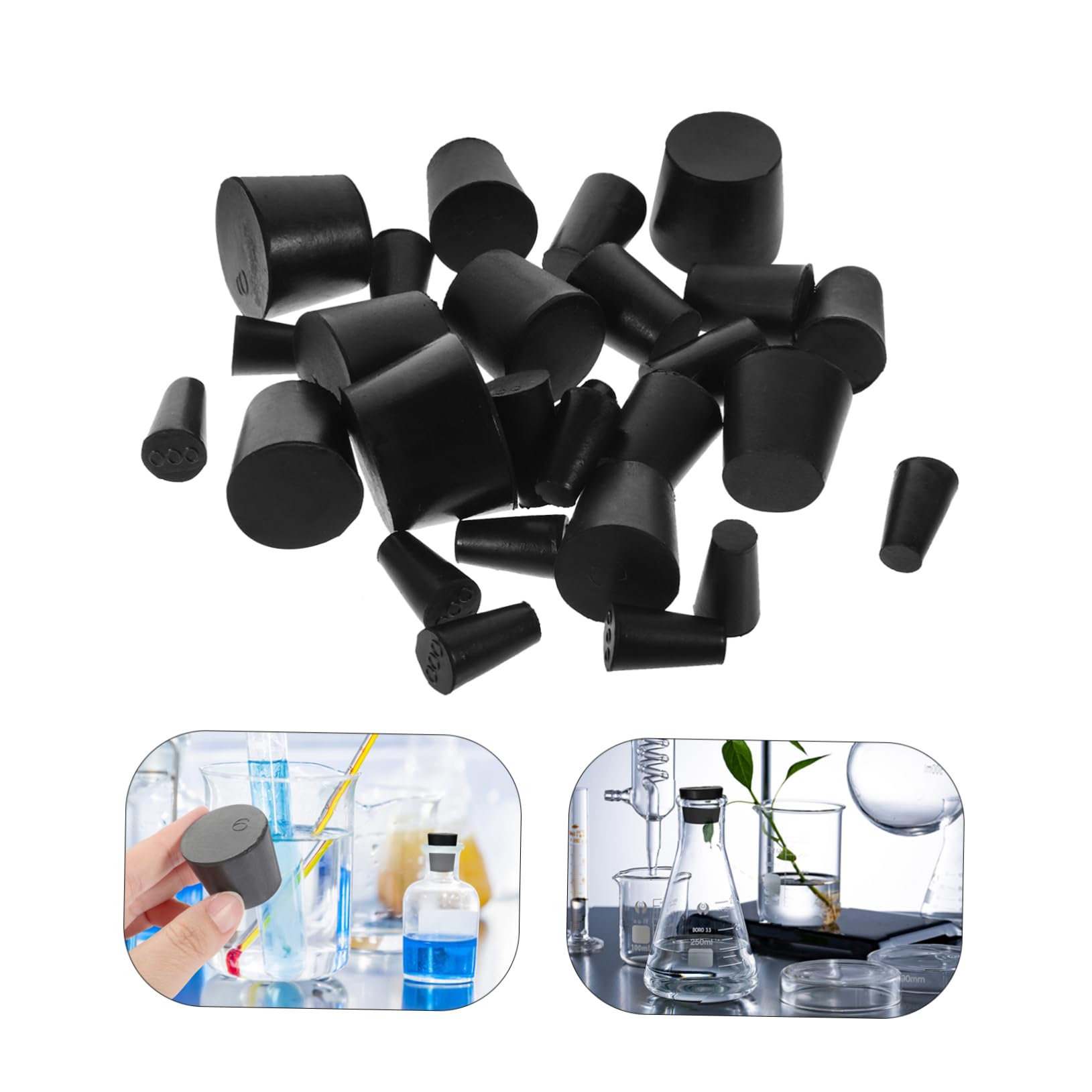 Gatuida 135 Piezas tapón de goma sólida tapones de caucho tapón de caucho enchufar tapones de goma para equipos de laboratorio tapón de tapón solo agujero Enchufes Componente