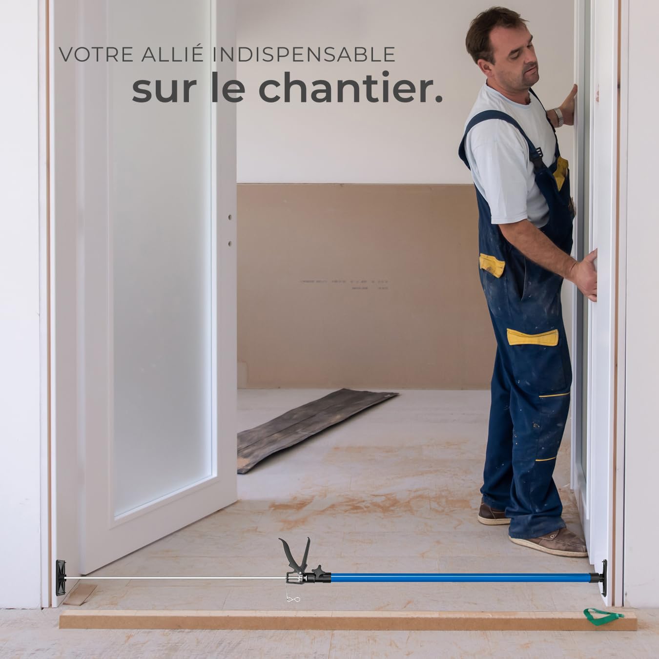 Tectake Lot de 2 Etais Télescopique Support Plafond, Réglable 115-290 cm, Charge Max 30 kg, Fixation Rapide, Bleu