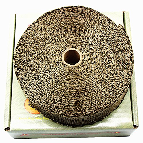 Image of LEDAUT 2 inchx 50' Twill Weave Motorcycle ATV Titanium Exhaust Heat Shield Wrap with 11.8 inch Locking Ties (Pack of 15)