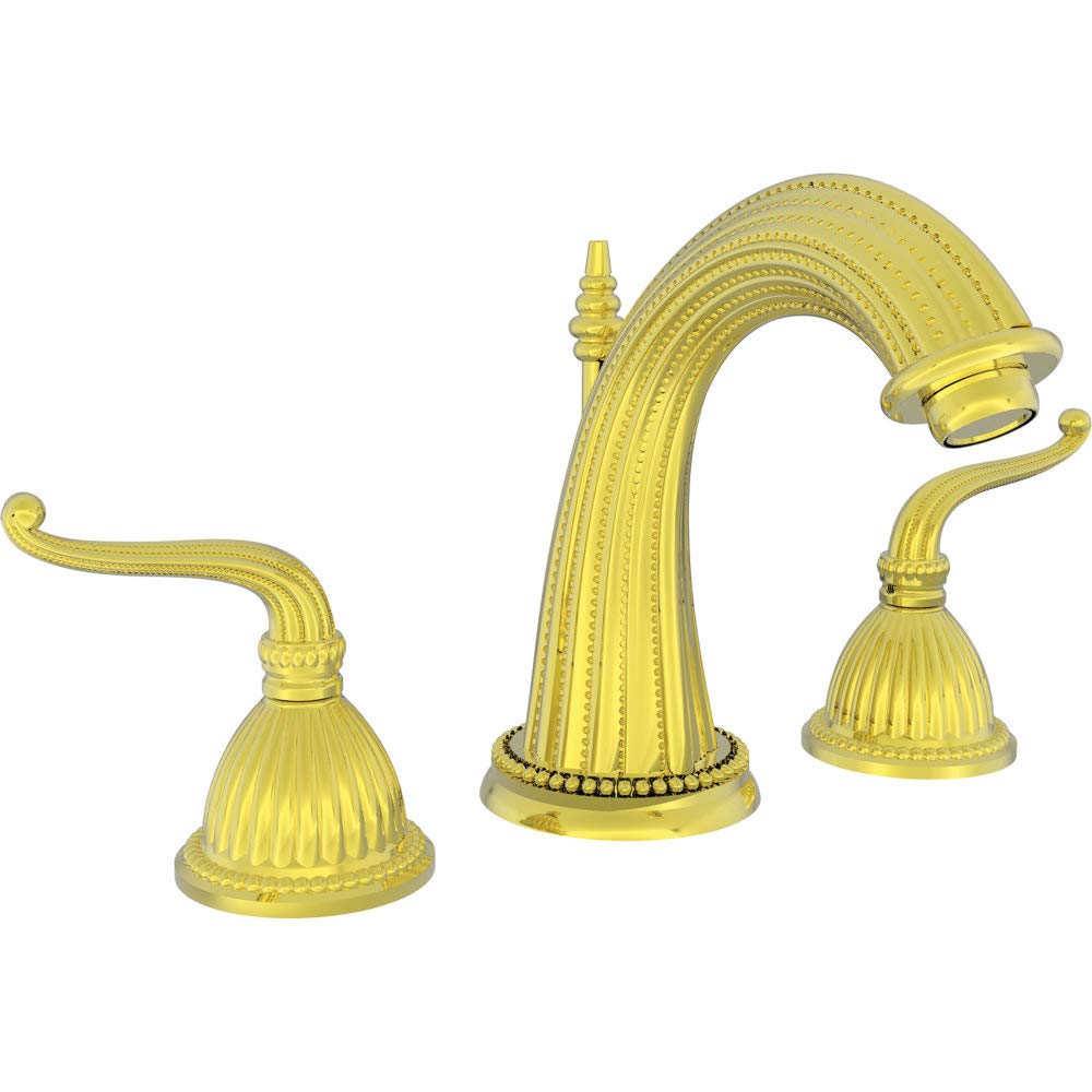 Newport Brass 1090 01 Alexandria Double Handle Widespread Lavatory Faucet with Metal Lever Handles Lo Forever Brass