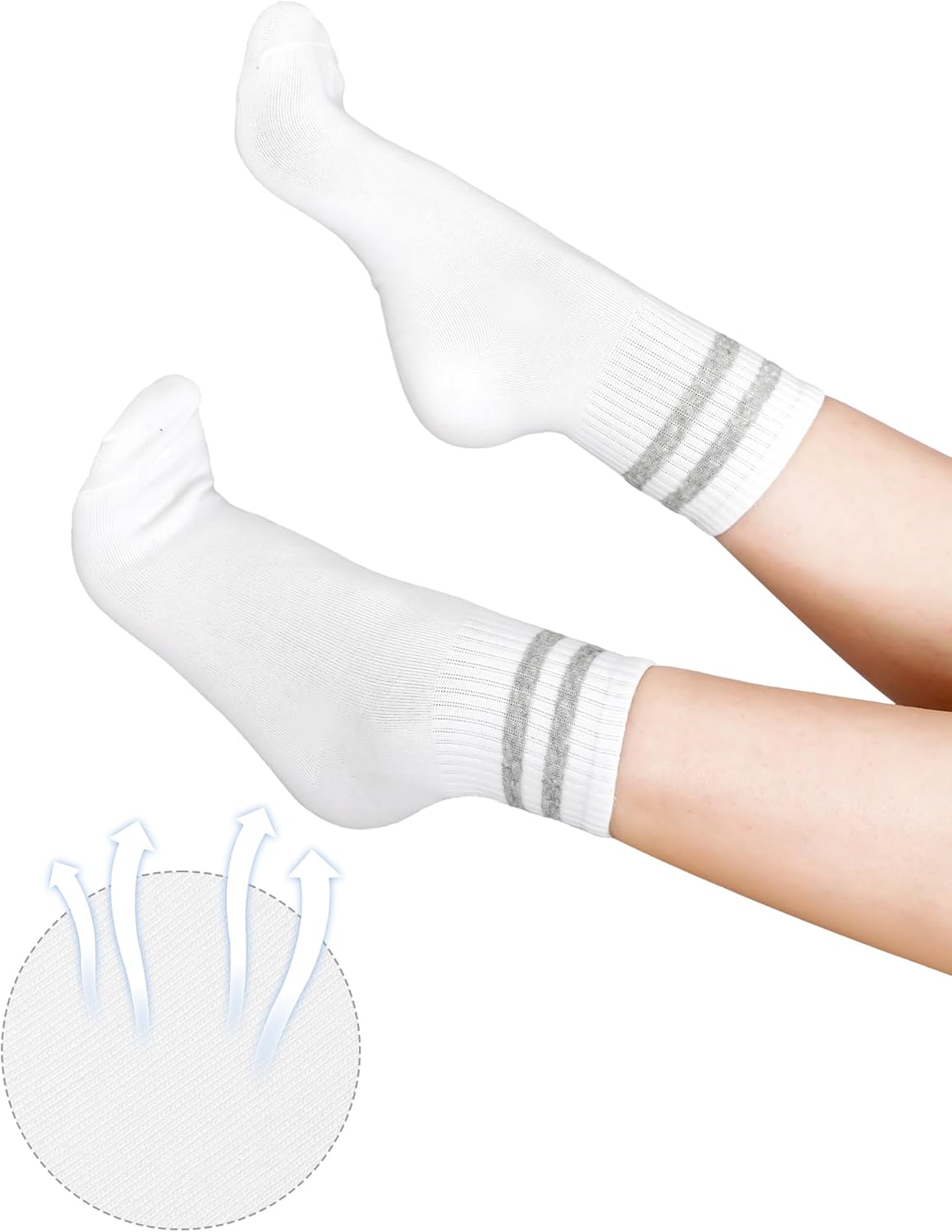 Shihanee 10 Pairs Striped Crew Socks Women Combed Cotton Quarter Crew Socks Athletic Casual Bulk Sport Daily Gift for Women Size 5-10 - Image 6