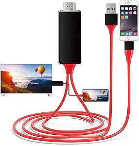 [Apple MFi Certified] Lightning to HDMI Adapter Cable, Compatible with iPhone to HDMI Adapter, 1080P Digital AV Converter, Compatible with iPhone iPad iPod to TV Cord 6.6FT