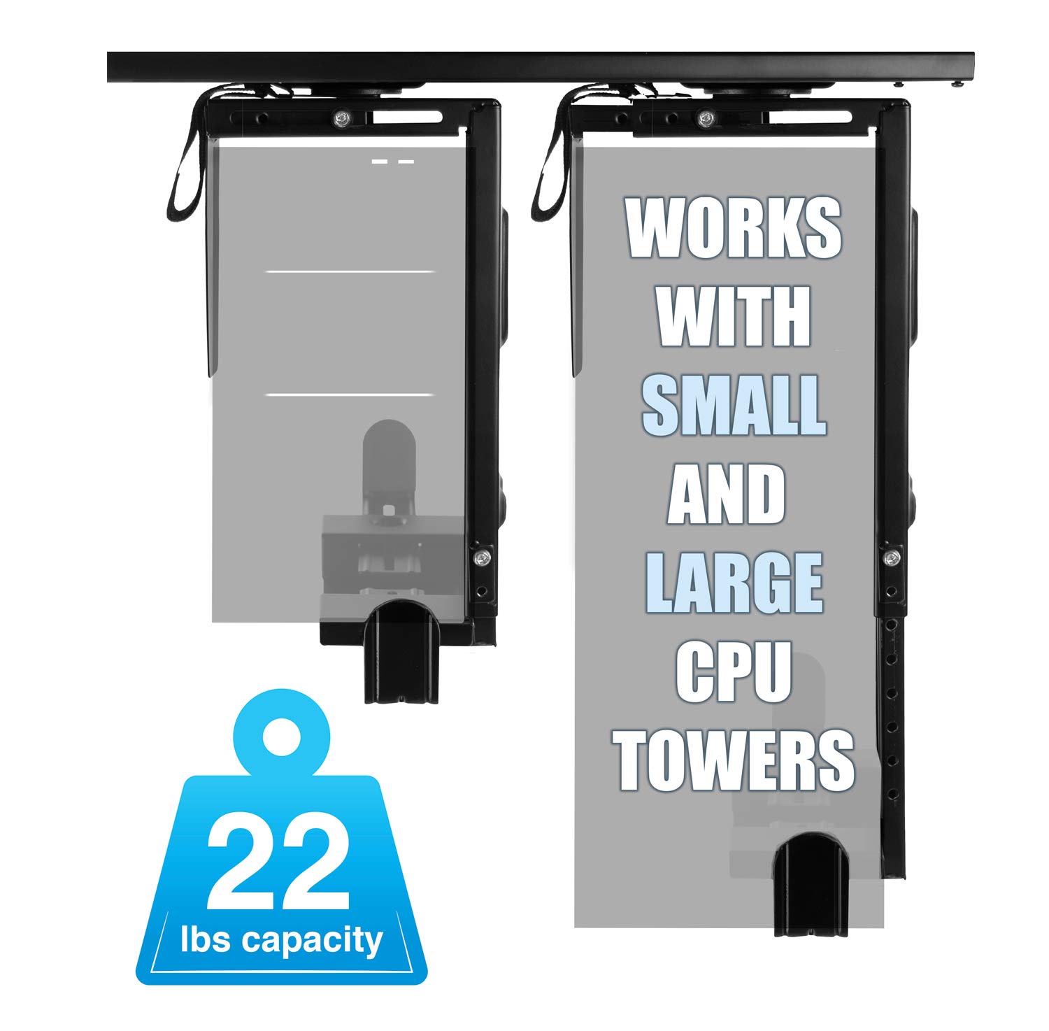 MountIt! CPU Desk Mount Adjustable Under Desk Computer Mount with AntiTheft Screw, CPU