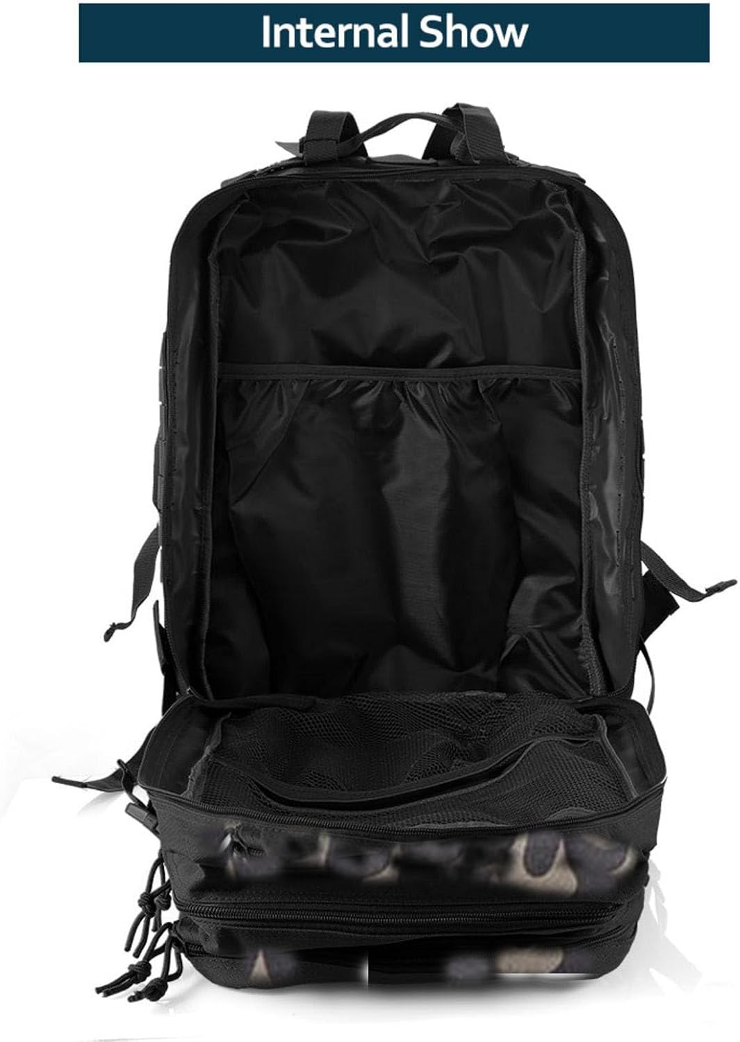 50L Sturdy Nylon Waterproof Fishing Hunting Backpack Outdoor Military Rucksacks Tactical Sports Camping Hiking Bags (Camo Black)
