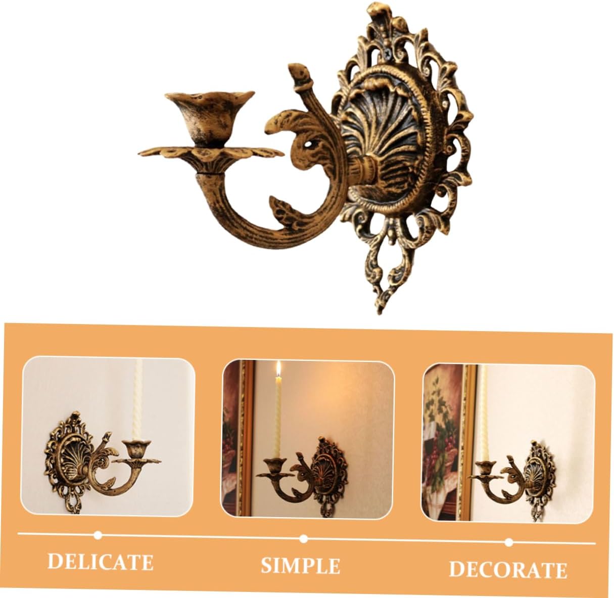 ORFOFE Traditional Cast Iron Wall Sconce Industrial Decorative Candle Mount Vintage Wall Candle Holder