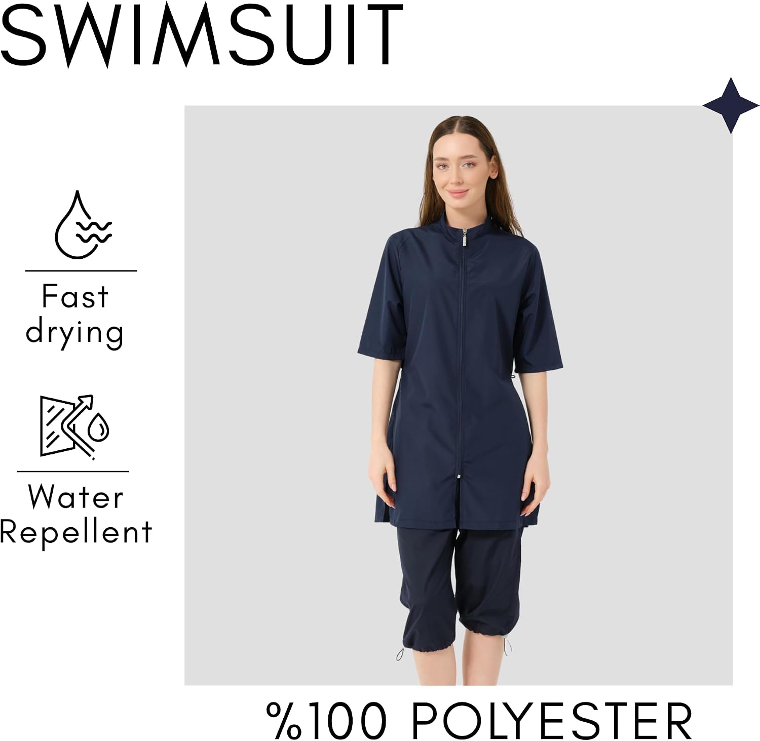 Modest Burkini for Women | 4 Piece Water Repellent Top, Tights, Bonnet and Bustier Hijab Swimsuit | Modest Women Clothing