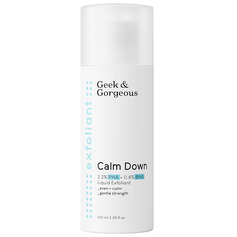 Geek & Gorgeous Calm Down Líquido Esfoliante com PHA 3,2% + BHA 0,8%, 100 mL