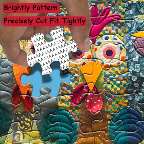 Funny Chickens Puzzles para adultos 1000 piezas, Rompecabezas patchwork de gallo, Colorido rompecabezas de animales como arte de pared para el hogar miniatura 4