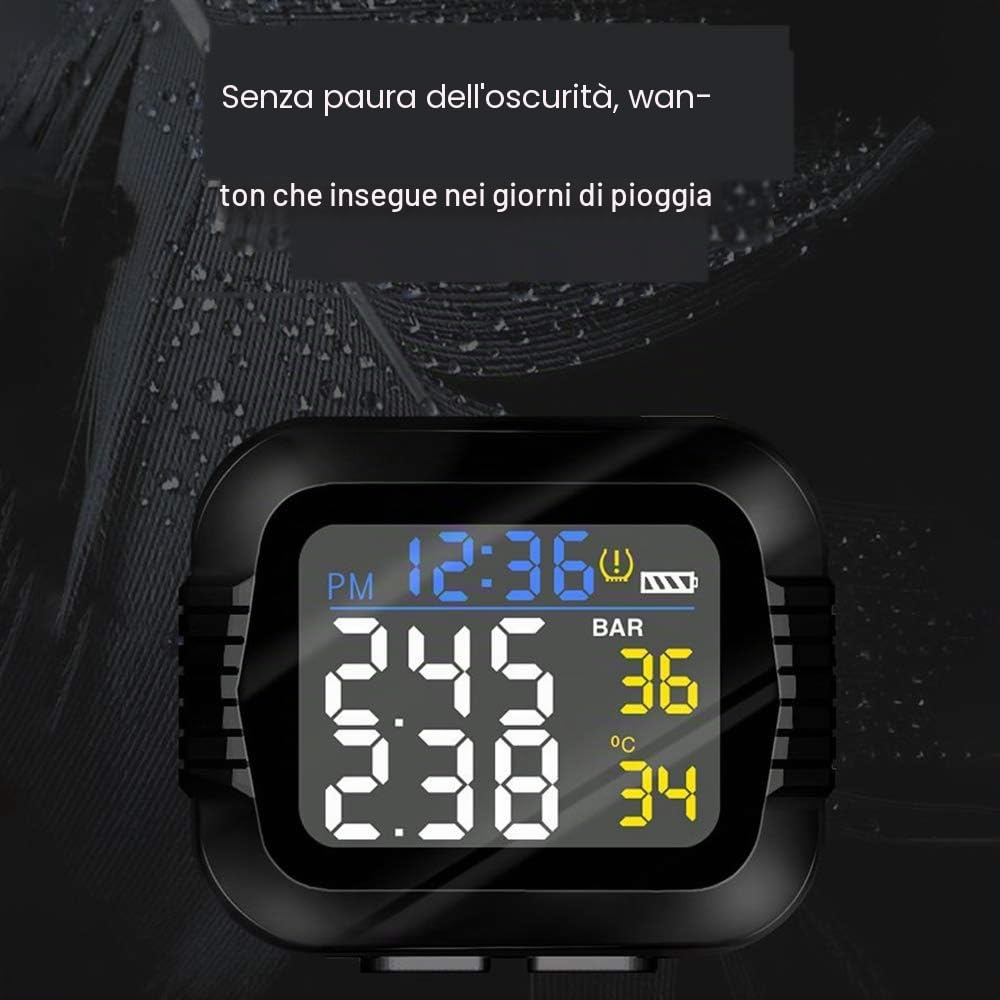 Moto impermeabile in tempo reale pressione pneumatici sistema di monitoraggio sensore esterno schermo LCD senza fili motore TPMS