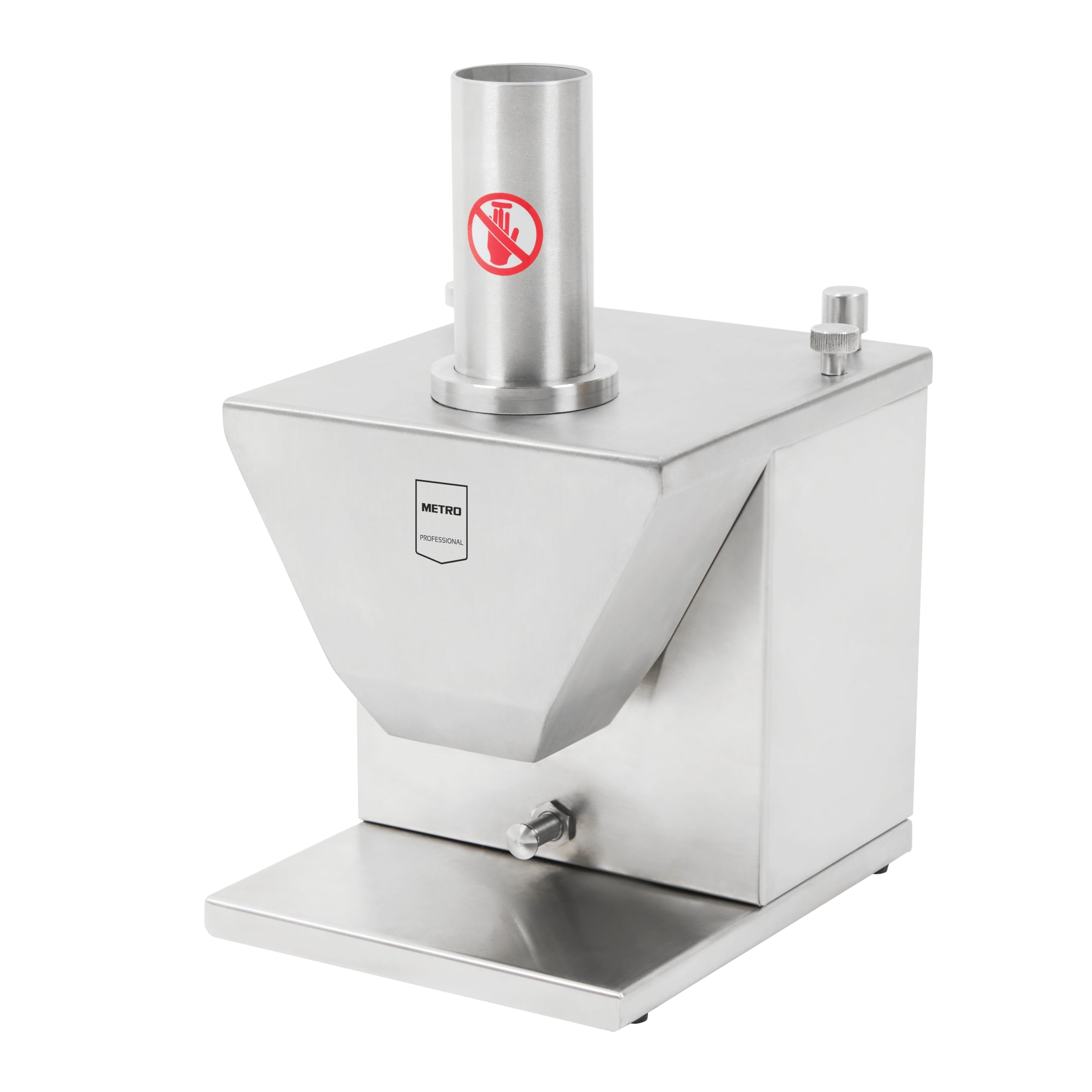 METRO Professional Currywurstschneider GWS1000 - Edelstahl, 29 x 24,5 x 36,5 cm, einstellbare Schnittstärke 5-30 mm, doppelte Sichelklinge, 135 W, Sicherheitsfunktion, kompakt & hygienisch, silber