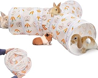 Bunny Tunnels 3 Way Play Tubes Collapsible Rabbits Toys Small Animal Hideout for Rabbits Bunny Guinea Pigs Chinchilla Sugar Glider