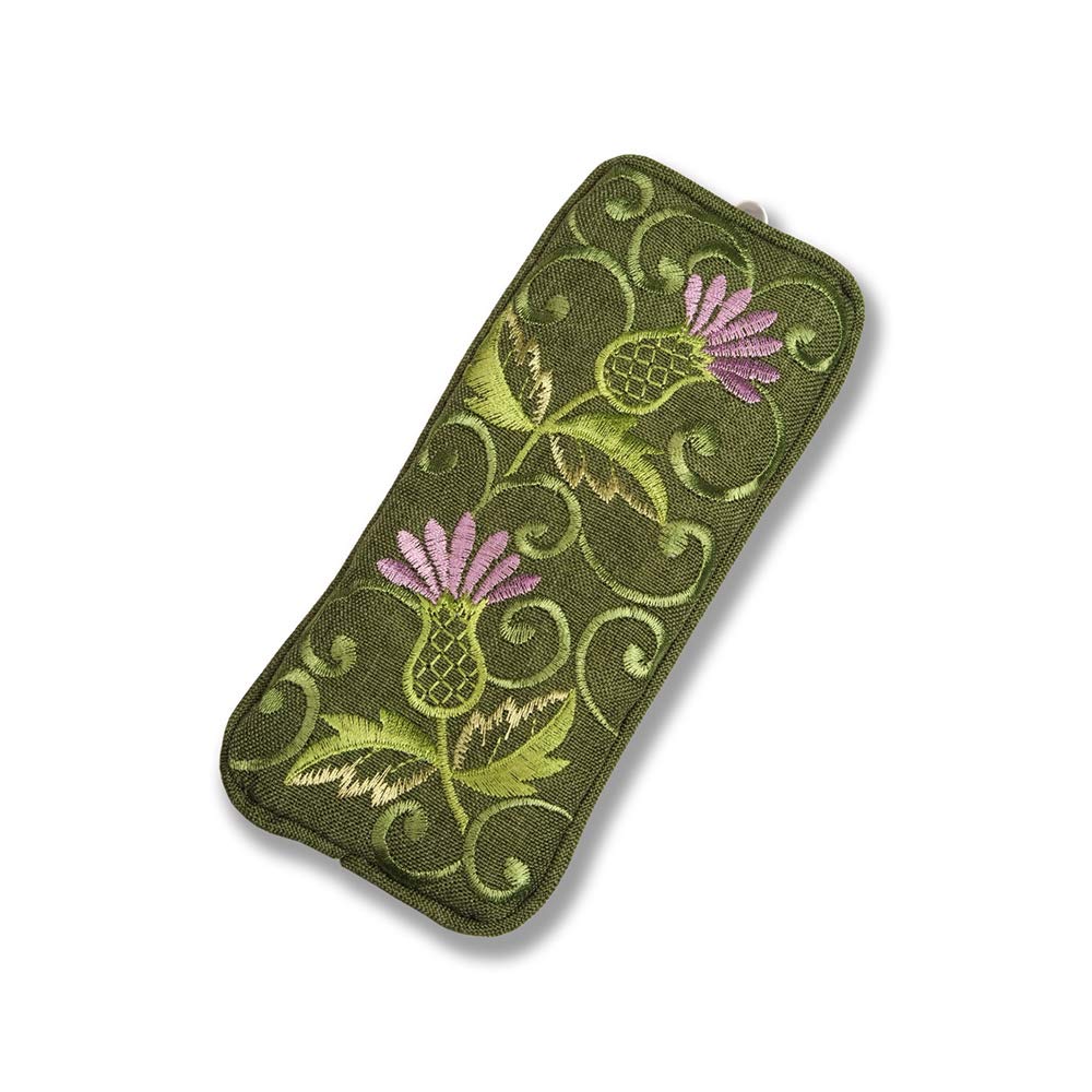Justina Claire Green Spectacles Case In A Balmoral Thistle Design