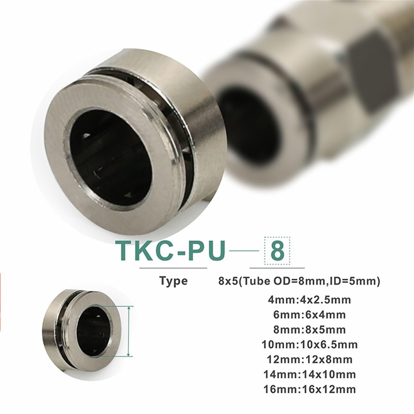 Instalación de tubos neumáticos de aire, Conectores neumáticos rectos roscados serie TKC SL PC for tubos de aire, gas y agua (1 unidad)(45809,TKC-PC)