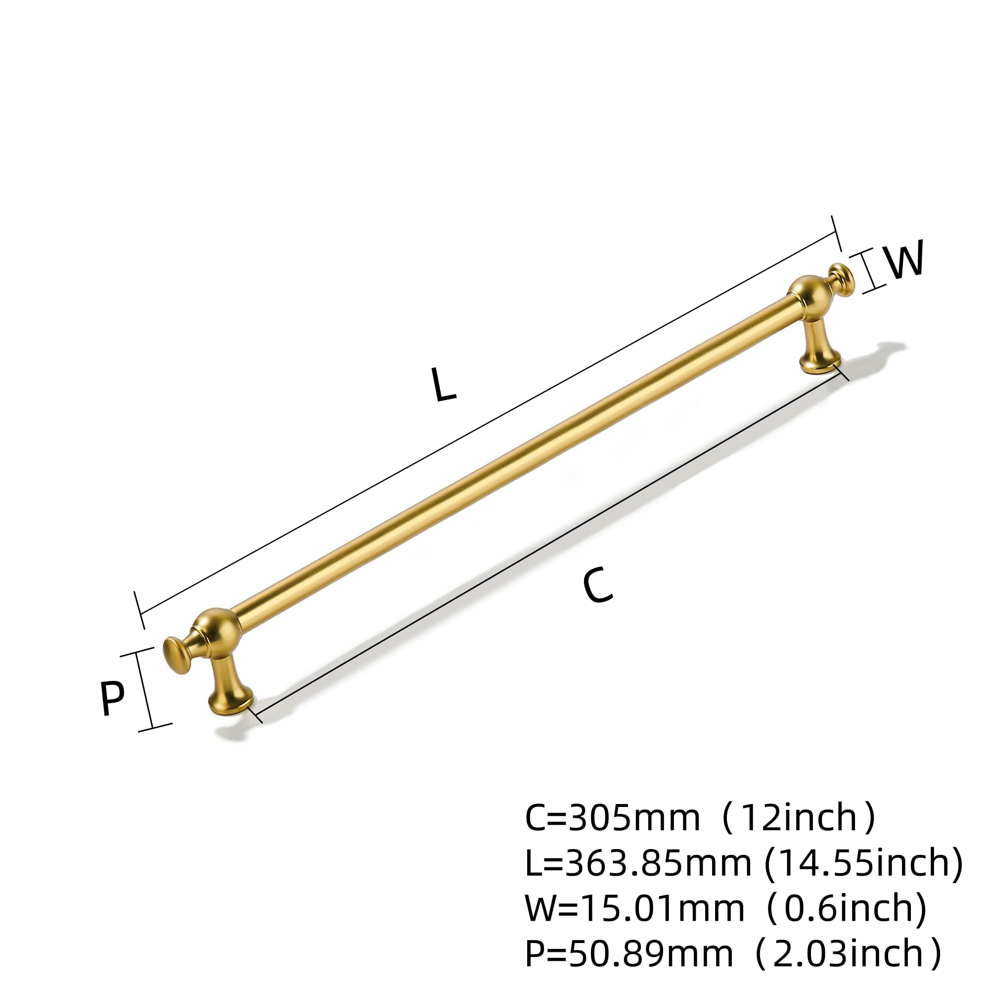 Square Vibrant Brushed Moderne Brass Appliance Pull - 80453, 12 in (305 mm) — KHTUMEWARE