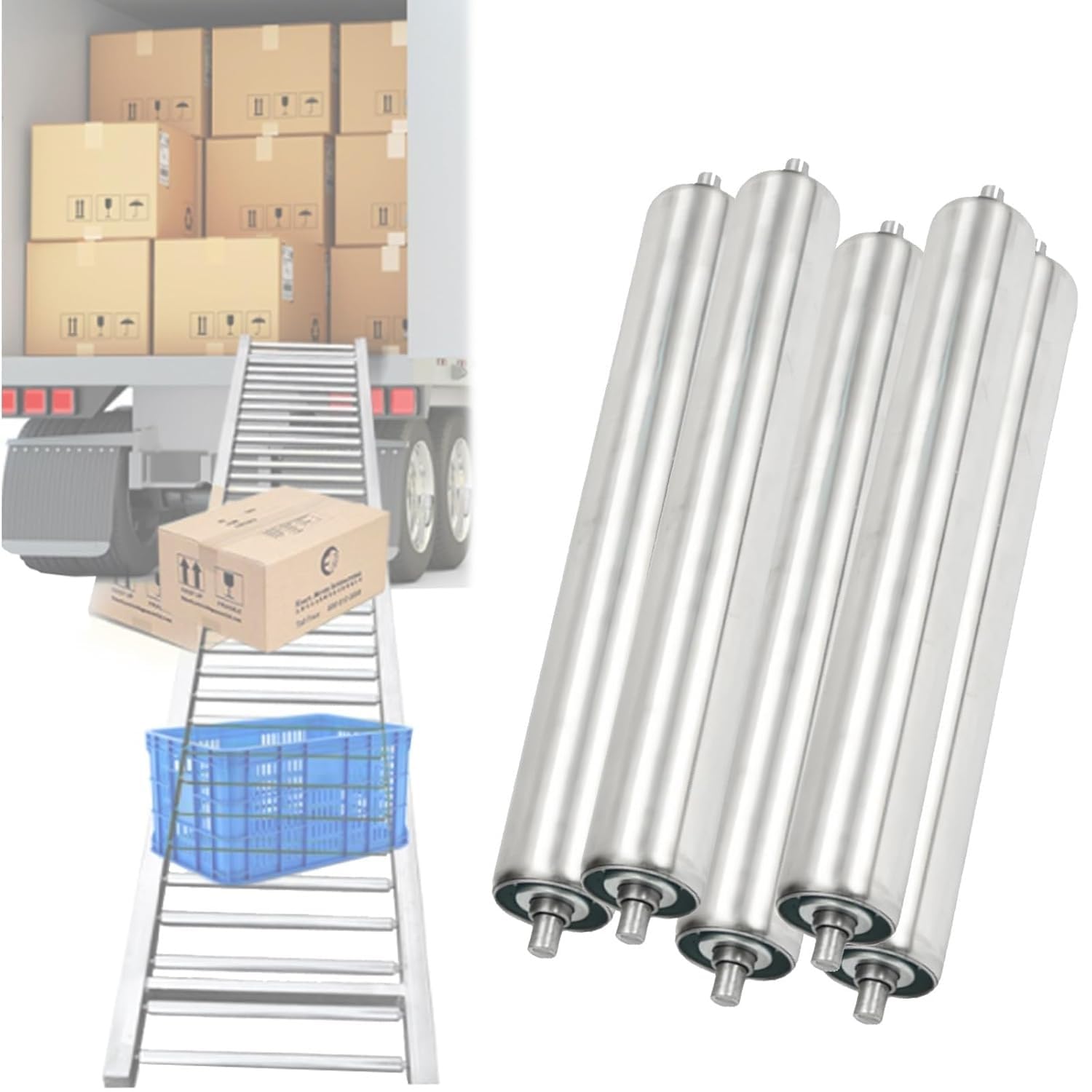 Rouleaux de convoyeur industriels 50 mm x 800 mm pour projet de bricolage