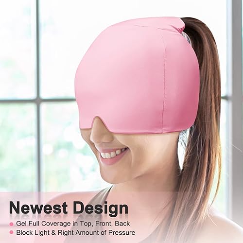 Miniatura 9 de Gorro de alivio de migraña con cobertura superior de gel, sombrero de alivio de dolor de cabeza para migraña, tensión sinusal, alivio del dolor,