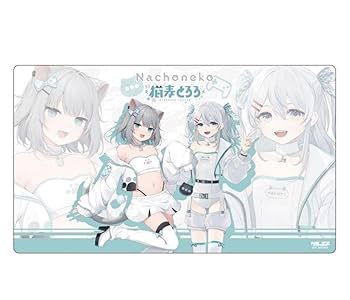 ２枚セット　猫麦とろろ　ゲーミングデスクマット　ブラック　ホワイト. 2枚セット 猫麦とろろ ゲーミングデスクマット ブラック